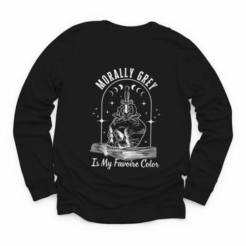 Morally Grey Book Lover Morally Grey Is My Favorite Color Youth Long Sleeve Tee - Bookorys CA