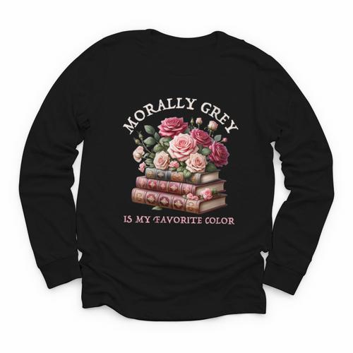 Morally Grey Book Lovers Dark Romance Reader Favorite Color Youth Long Sleeve Tee - Bookorys DE