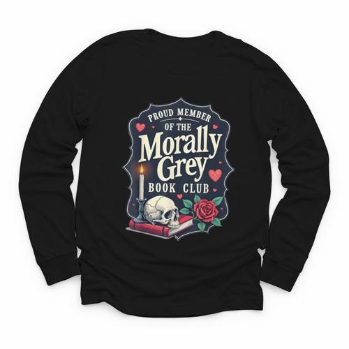 Morally Grey Merch Dark Romance Romantasy Smutty Book Lover Youth Long Sleeve Tee - Bookorys DE