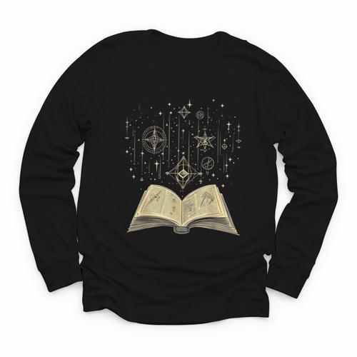 Mystic Astral Lunar Celestial Witch Spell Book Youth Long Sleeve Tee - Bookorys