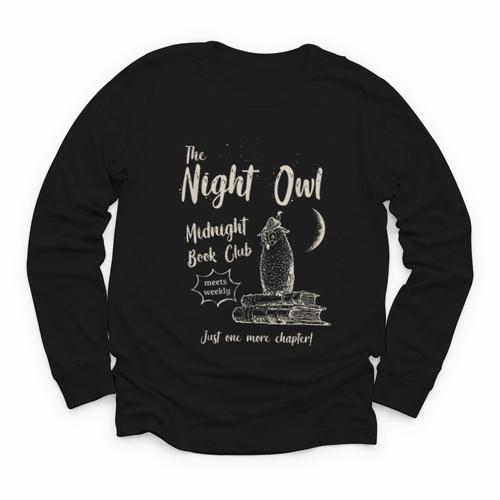 Night Owl Book Club Bookish Book Lover Tee Youth Long Sleeve Tee - Bookorys