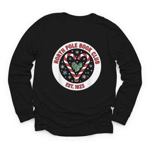 North Pole Book Club Shirt Candy Cane Christmas Youth Long Sleeve Tee - Bookorys DE