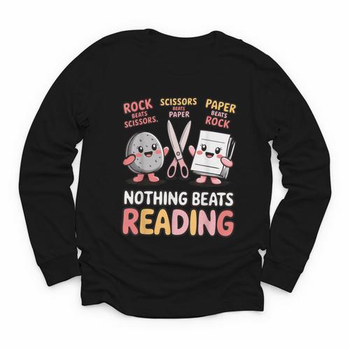 Nothing Goes Beyond Reading Rock Paper Scissors Book Youth Long Sleeve Tee - Bookorys