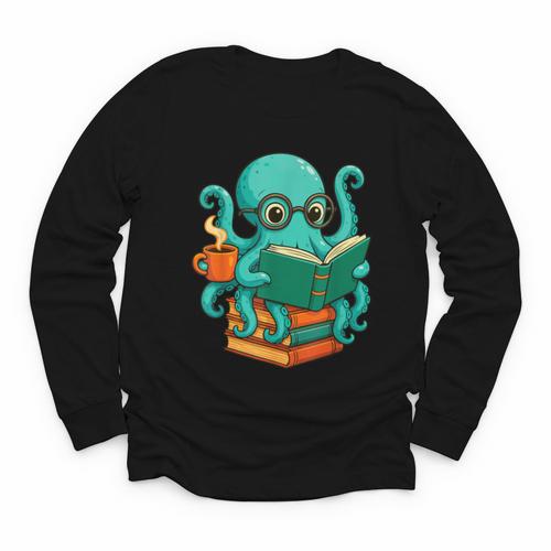 Octopus Reading Book Reading Bookworm Reader Youth Long Sleeve Tee - Bookorys DE