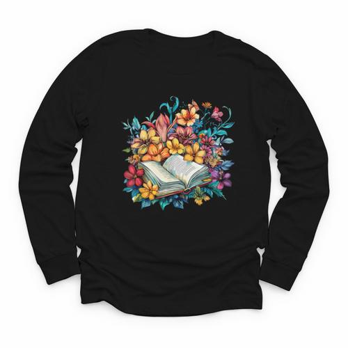 Open Book With Colorful Floral Reading Magic Youth Long Sleeve Tee - Bookorys