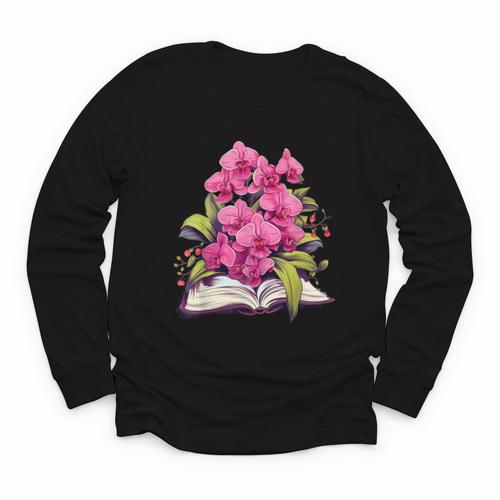 Orchids Flowers Book Floral Youth Long Sleeve Tee - Bookorys DE