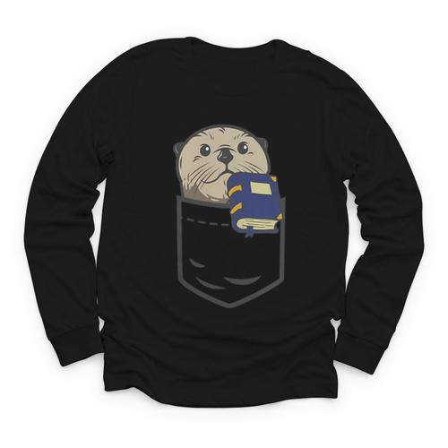 Otter Cute Read Reading Book Librarian Across America Kids Youth Long Sleeve Tee - Bookorys