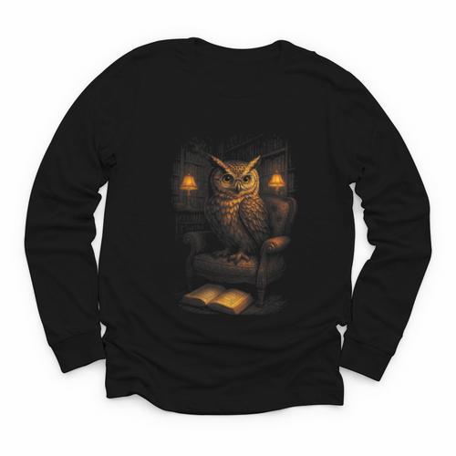 Owl Library Books Wisdom Reading Vintage Scholar Youth Long Sleeve Tee - Bookorys AU