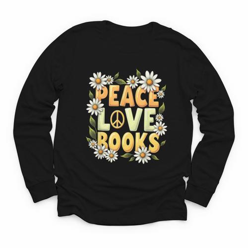 Peace Love Books Librarian Teacher Life Book Library Youth Long Sleeve Tee - Bookorys