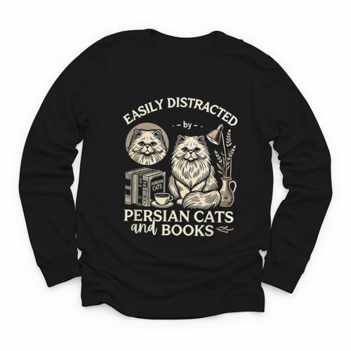 Persian Cat Persian Cats Persian Cats And Books For Men Women Kids Youth Long Sleeve Tee - Bookorys AU
