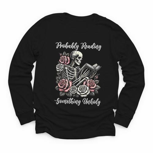 Probably Reading Something Unholy Book Lovers Youth Long Sleeve Tee - Bookorys