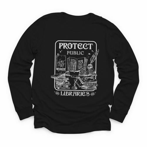 Protect Public Libraries Support Local Librarian Book Lover Youth Long Sleeve Tee - Bookorys CA