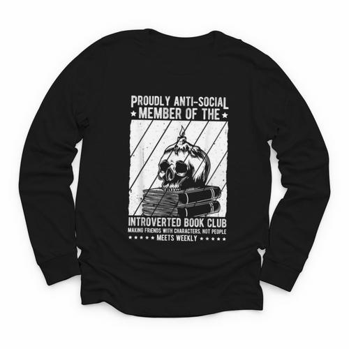 PROUDLY ANTI-SOCIAL MEMBER OF THE Introverted Book Club Youth Long Sleeve Tee - Bookorys DE