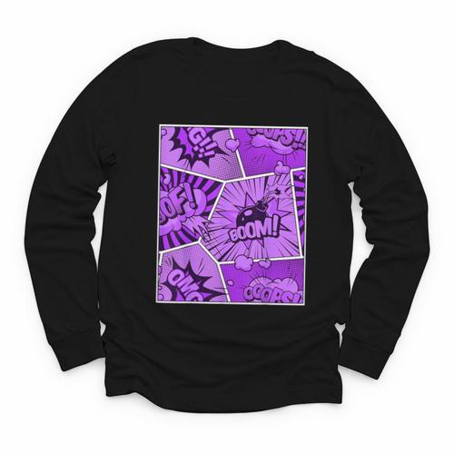 Purple Comic Book Purple Color Graphic Youth Long Sleeve Tee - Bookorys DE