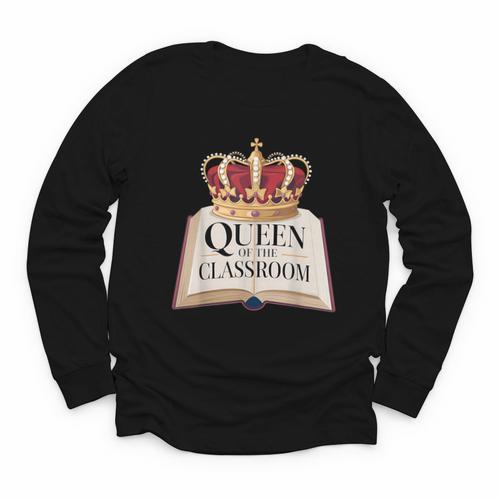 Queen Of The Classroom Appreciation Royal Crown Book Youth Long Sleeve Tee - Bookorys CA
