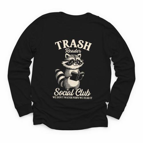 Raccoon Bookworm Readers Library Smut Reader Spicy Book Romance Rash Reader Social Club Youth Long Sleeve Tee - Bookorys