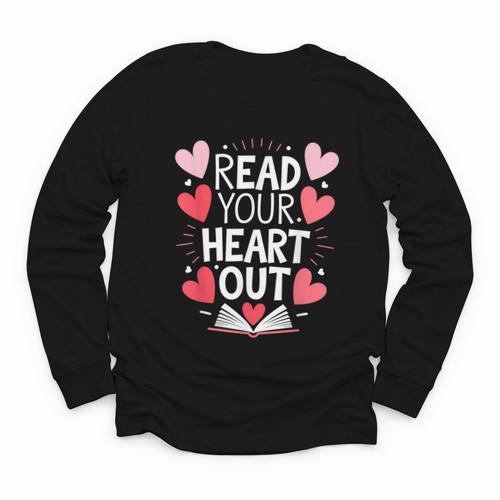 Read Your Heart Out Teacher Reading Book Love Valentines Day Youth Long Sleeve Tee - Bookorys AU