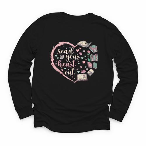 Read Your Heart Out Valentines Teacher Reading Book Lover Youth Long Sleeve Tee - Bookorys