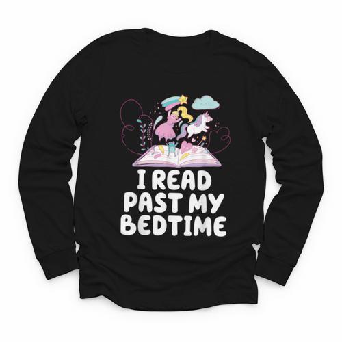 I Read Past My Bedtime Reading Unicorn Book Lover Youth Long Sleeve Tee - Bookorys AU