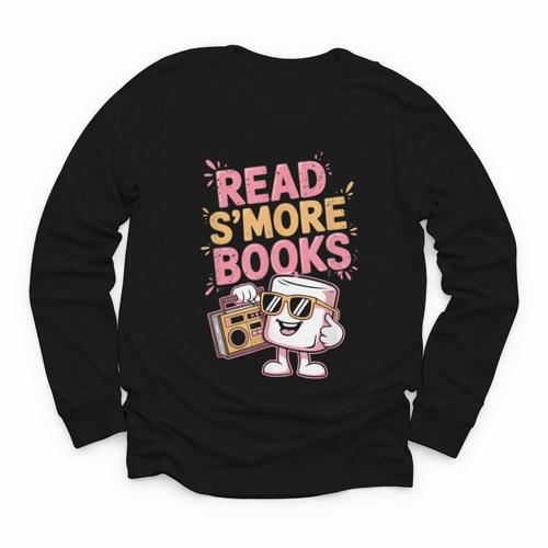 Read S'More Books Camping Outdoors Travel Campfire Smores Youth Long Sleeve Tee - Bookorys CA