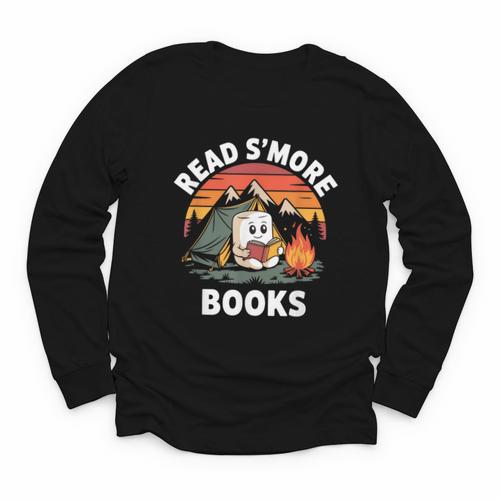 Read S'More Books Cute Campfire Reading Book Lovers Youth Long Sleeve Tee - Bookorys DE