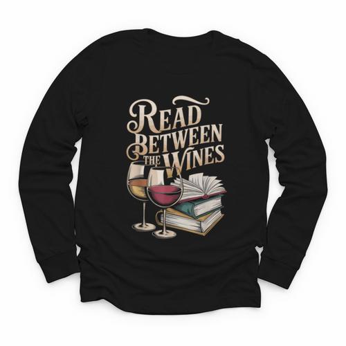 Read Between The Wines Vintage Book Lovers Wine Reading Youth Long Sleeve Tee - Bookorys DE