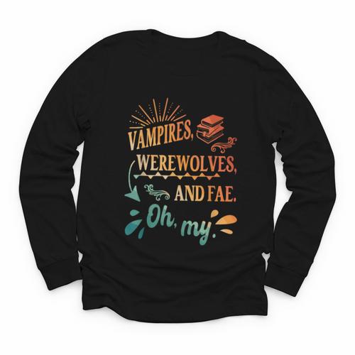 Readers Books Lovers BFF Books Club Paranormal Romance Reading Book Vampires Werewolves & Fae -Adults Short Sleeve Youth Long Sleeve Tee - Bookorys CA