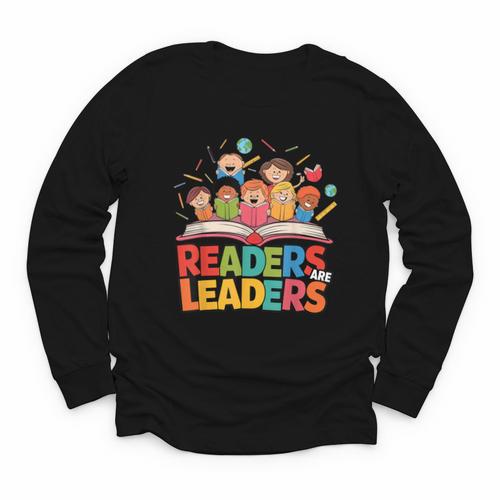 Readers Are Leaders Motivational Reading Book Quote Youth Long Sleeve Tee - Bookorys CA