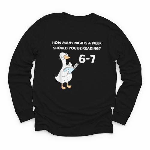 Reading 6-7 Silly Goose Read Books Bookish Bookworm Youth Long Sleeve Tee - Bookorys
