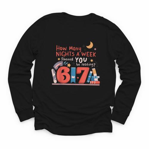 Reading 67 Meme English Teacher 67 Book Lover Humor Youth Long Sleeve Tee - Bookorys CA