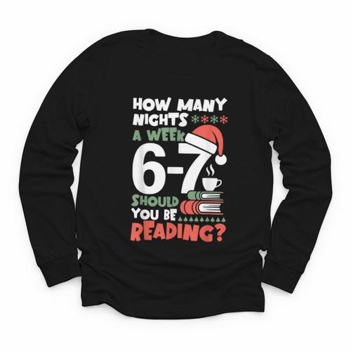 Reading 67 Meme English Teacher Christmas Book Lover Youth Long Sleeve Tee - Bookorys CA