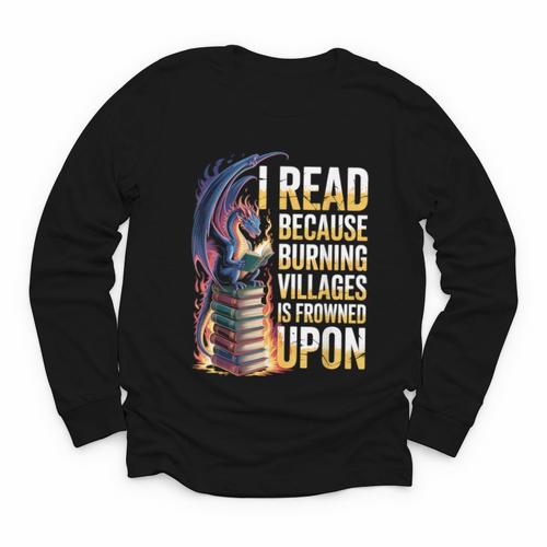Reading Bookish Dragon Fantasy Youth Long Sleeve Tee - Bookorys