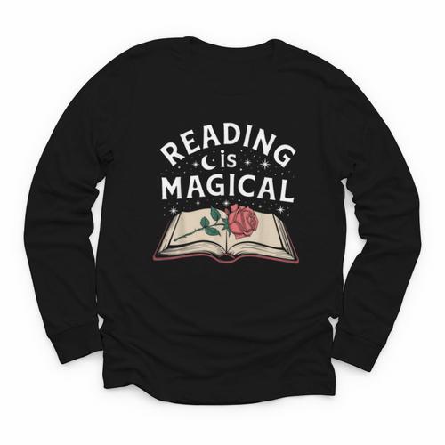 Reading Is Magical Book Lover Bookworm Librarian Library Day Youth Long Sleeve Tee - Bookorys CA