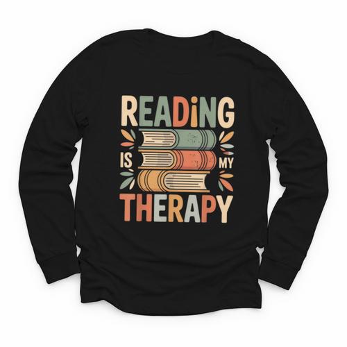 Reading Is My Therapy Book Lover Youth Long Sleeve Tee - Bookorys