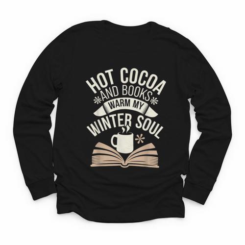 Reading All Winter Cozy Book Lover And Literary Escape Youth Long Sleeve Tee - Bookorys