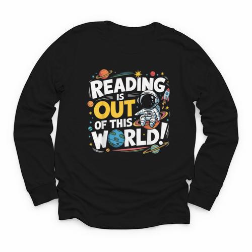 Reading Is Out Of This World Space Book Lover Kids Youth Long Sleeve Tee - Bookorys