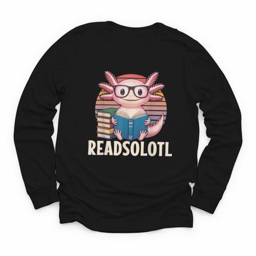 Readsolotl Axolotl Reading Book Lover Kawaii Bookworms Youth Long Sleeve Tee - Bookorys CA