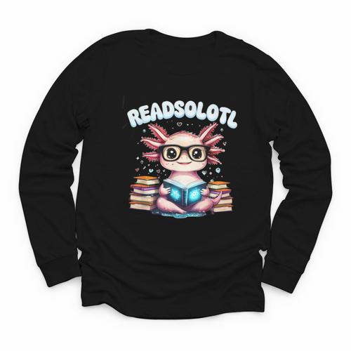 Readsolotl Pink Kawaii Axolotl Read Book Lover Reading Youth Long Sleeve Tee - Bookorys AU