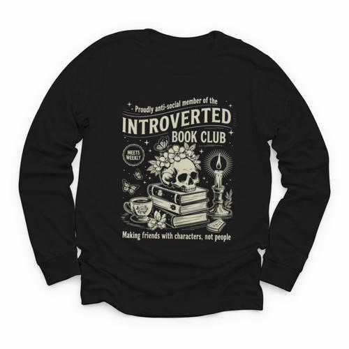 Retro Proud Anti Social Member Of Introverted Book Club Youth Long Sleeve Tee - Bookorys DE