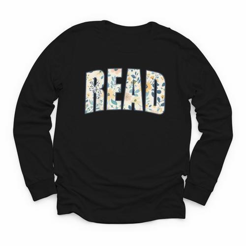 Retro Read Floral Reading Bookworm Librarian Book Lover Youth Long Sleeve Tee - Bookorys DE