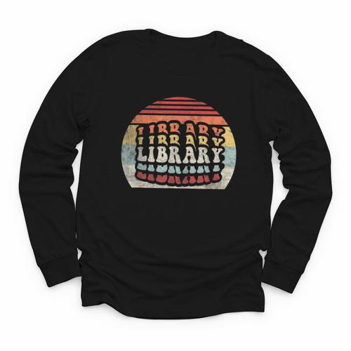 Retro Vintage Bookworm Library Shirt Book Lover Youth Long Sleeve Tee - Bookorys AU