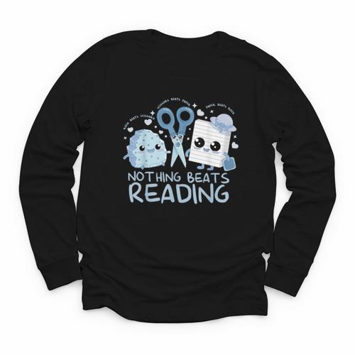 Rock Paper Scissors Nothing Beats Reading Book Lover Youth Long Sleeve Tee - Bookorys