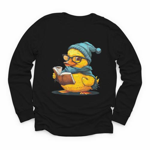 Rubber Duck Reading Book Rubber Duckie Reader Coffee Lover Youth Long Sleeve Tee - Bookorys