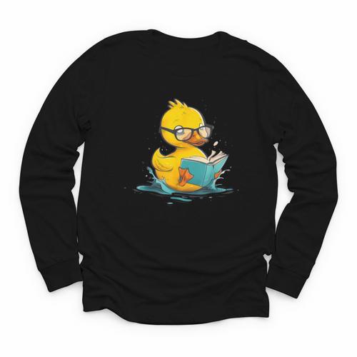 Rubber Duck Reading Book Reader Books Rubber Duckie Youth Long Sleeve Tee - Bookorys