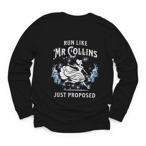 Run Like Mr Collins Just Proposed Books And Running Youth Long Sleeve Tee - Bookorys