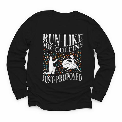 Run Like Mr Collins Just Proposed Vintage Book Quote Youth Long Sleeve Tee - Bookorys