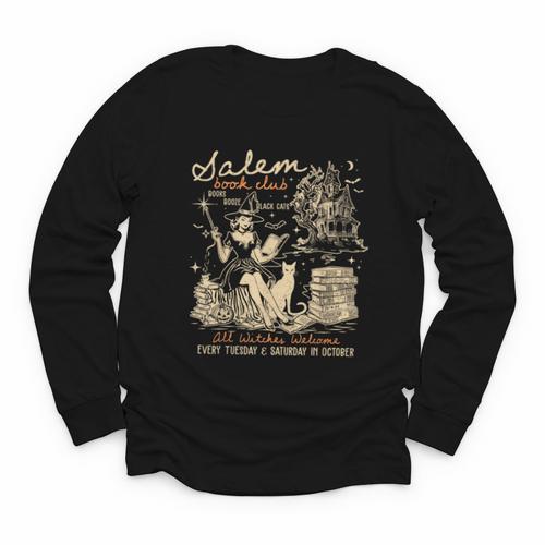 Salem Book Club Witches Witchy Witch Spooky Season Halloween Youth Long Sleeve Tee - Bookorys