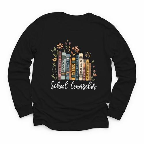 School Counselor Wildflower Books National School Counseling Youth Long Sleeve Tee - Bookorys DE