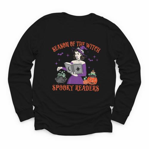 Season Of The Witch Spooky Readers Spell Book Hallowen Youth Long Sleeve Tee - Bookorys CA
