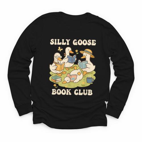 Silly-Goose Book Club Goose And Book Lovers Youth Long Sleeve Tee - Bookorys AU